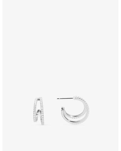 Apm Monaco Croisette Cubic-zirconia Double Hoop Sterling- Earrings - White