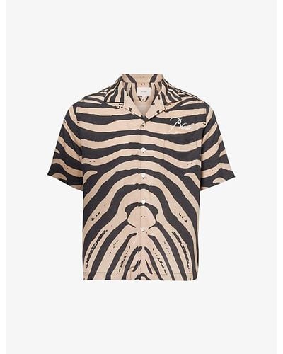 Rhude Zebra Camp-collar Boxy-fit Silk Shirt X - Multicolor