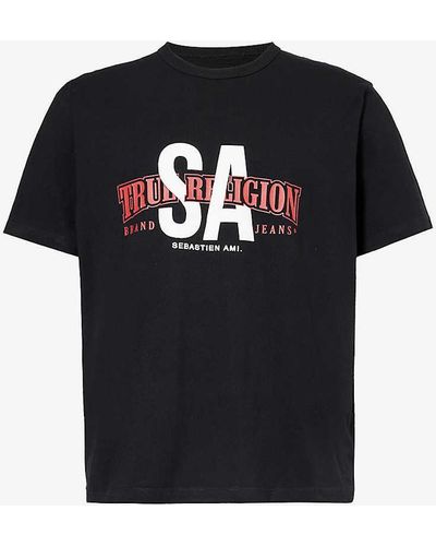 True Religion X Sebastien Ami Graphic-print Cotton-jersey T-shirt - Black