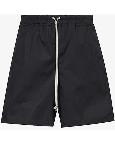 Rick Owens Drawstring-waistband Mid-rise Stretch-cotton Shorts - Blue