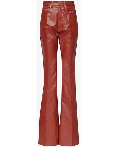 Rick Owens Coated High-rise Slim-fit Cotton-blend Jeans - Red
