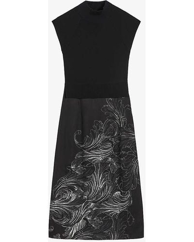 Ted Baker Hewiet Floral-print Woven Midi Dress - Black