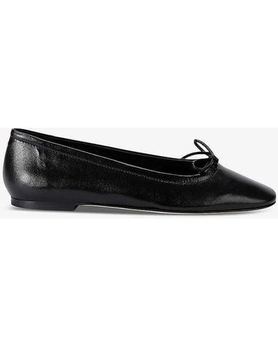 Aeyde Delfina Bow-embellished Leather Ballet Flats - Black