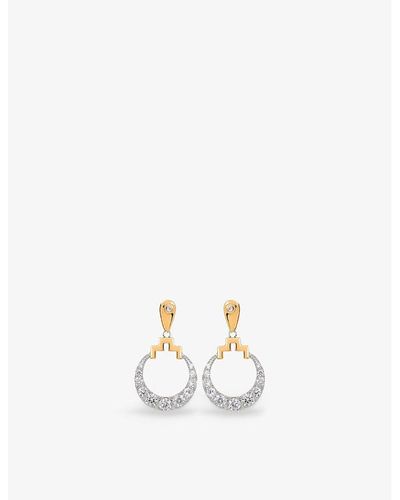 V By Laura Vann Bianca 18ct Yellow -plated Recycled Sterling-silver And Cubic Zirconia Drop Earrings - Metallic