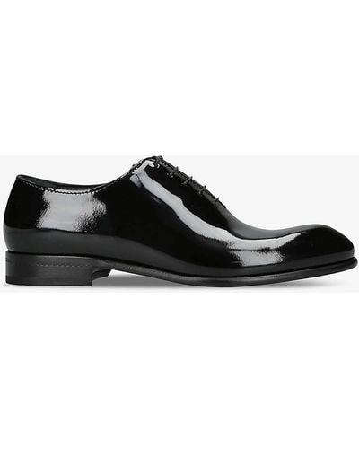 Zegna Vienna Whole-cut Patent-leather Oxford Shoes - Black