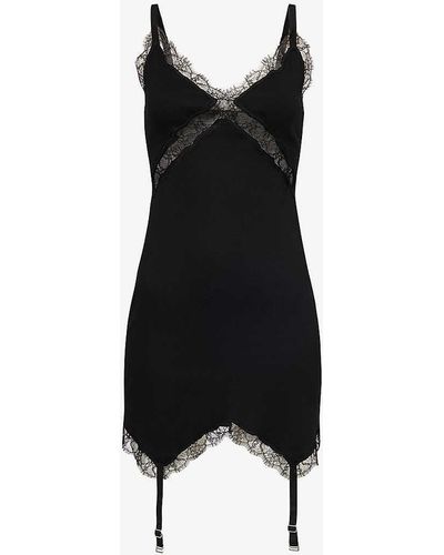 Dion Lee Lace-trim Garter-embellished Organic-cotton Mini Dress - Black