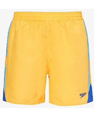 Speedo Logo-embroidered Relaxed-fit Recycled-polyester Swim Shorts - Yellow