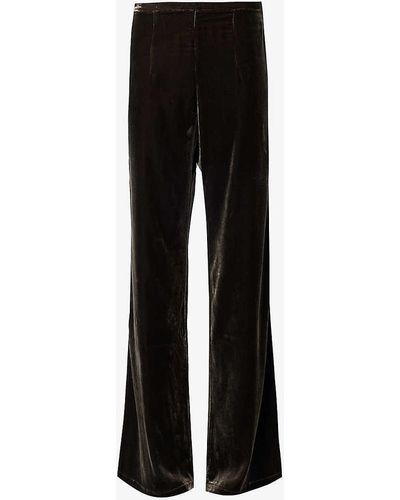 LeKasha San Polo Wide-leg Velour Trousers - Black