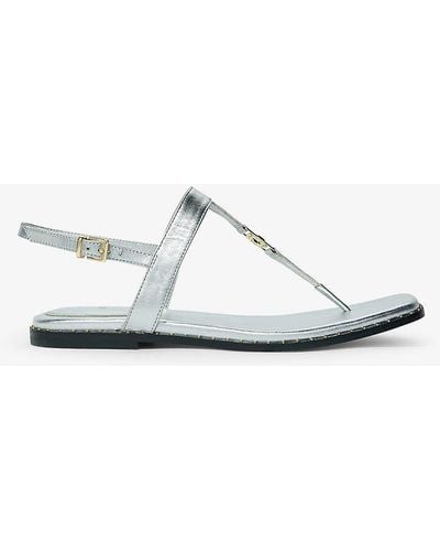Maje Clover-embellished Flat Leather Sandals - White