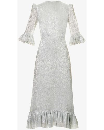 The Vampire's Wife Falconetti Metallic-thread Silk-blend Midi Dress - White