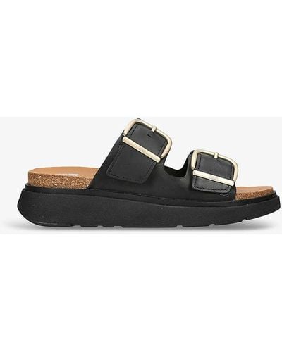 Fitflop Gen-ff Two-buckle Leather Sandals - Black