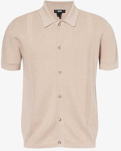 PAIGE Mendez Short-sleeve Cotton And Linen-blend Knit Shirt Xx - Natural