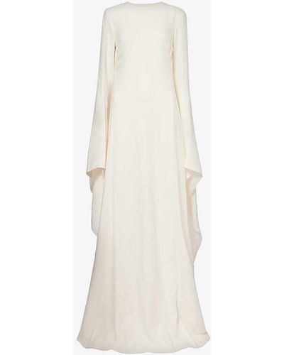 Gabriela Hearst Sigrud Flared-hem Wool, Silk And Linen-blend Maxi Dress - White
