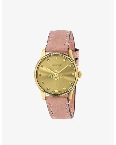 Gucci Ya1265041 G-timeless Stainless-steel And Leather Quartz Watch - Metallic