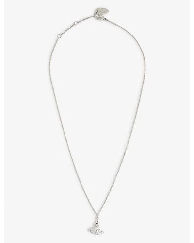 Vivienne Westwood Reina Orb Brass And Cubic Zirconia Pendant Necklace - White