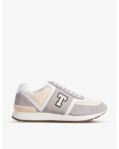 Ted Baker Gregory Retro T Leather And Mesh Low-top Sneakers - White