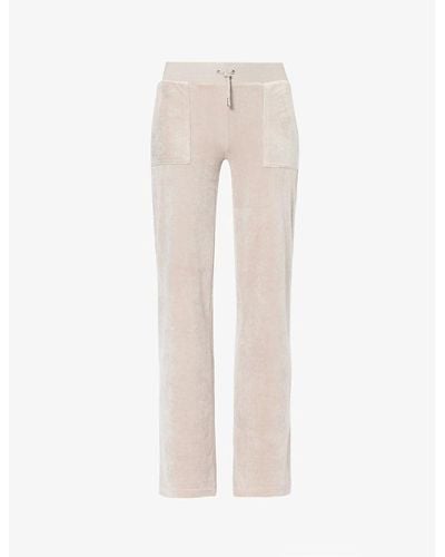 Juicy Couture Del Ray Straight-leg Mid-rise Velour Trouser - Natural