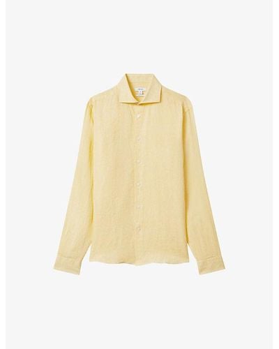 Reiss Ruban Regular-fit Linen Shirt - Yellow