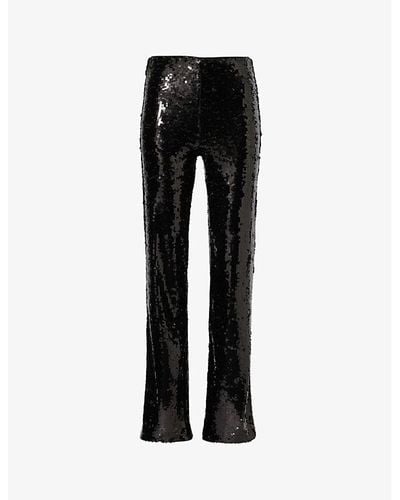 GOOD AMERICAN Sequin-embellished Regular-fit High-rise Stretch-woven Trousers - Black