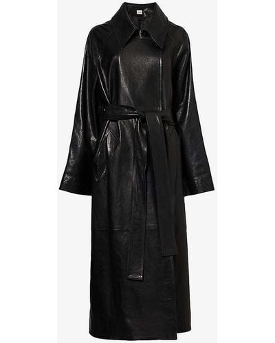 Khaite Minnie Relaxed-fit Leather Coat - Black