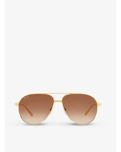 Cartier Ct0298s Aviator-frame Metal Sunglasses - White