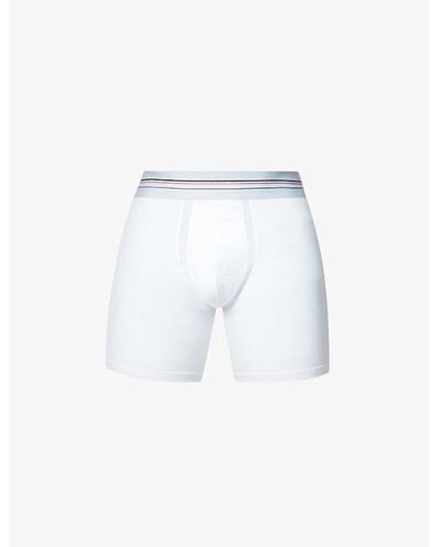 Spanx Sculpt Mid-rise Regular-fit Stretch-cotton Boxers - White