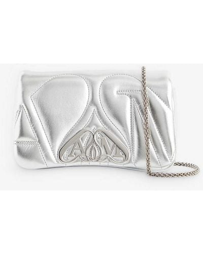 Alexander McQueen Seal Mini Leather Shoulder Bag - White