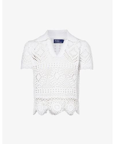 Polo Ralph Lauren Scalloped-hem Cotton-crochet Top - White