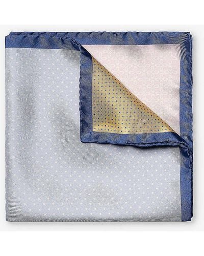 Eton Four-sided Patterned Silk Pocket Square - Blue