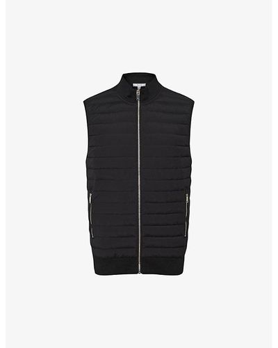 Reiss Pluto Quilted High-neck Cotton-blend Gilet - Black