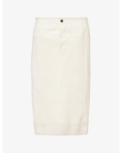 Bottega Veneta Contrast-panel High-rise Stretch-cotton Midi Skirt - White