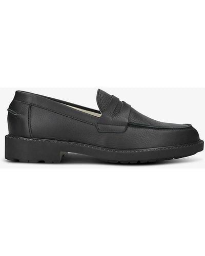 Duke & Dexter Wilde Lug-sole Leather Penny Loafers - Black
