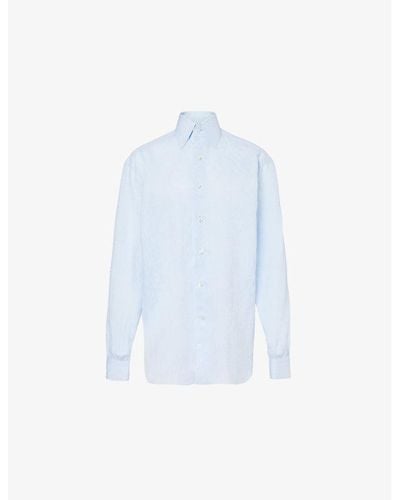 Woera Classic Long-sleeved Relaxed-fit Linen Shirt - Blue