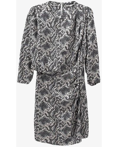IKKS Printed Wrap Woven Mini Dress - Grey