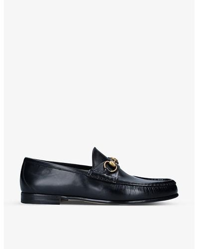 Gucci Roos Horsebit Leather Moccasins - Black