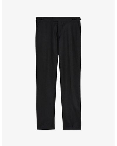 Ted Baker Lagant Slim-fit Wool And Silk-blend Pants - Black