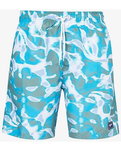 Speedo Graphic-print Relaxed-fit Recycled-polyester Swim Shorts - Blue