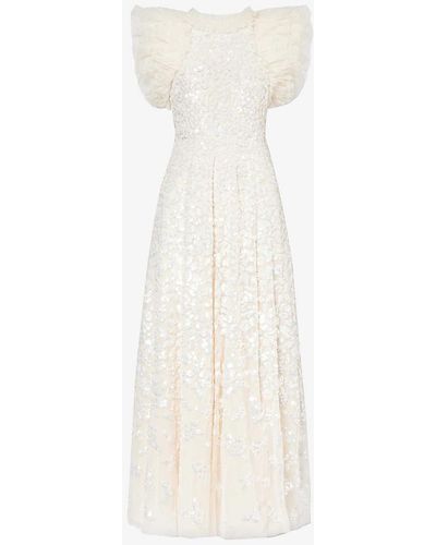 Needle & Thread Rose Sequin-embellished Recycled-polyester Maxi Dress - White