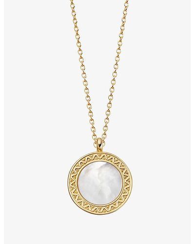 Astley Clarke Deco 18ct Yellow Gold-plated Vermeil Sterling-silver And Mother-of-pearl Locket Necklace - Metallic