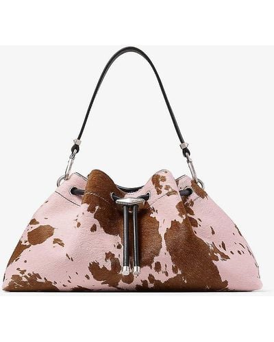 Jimmy Choo Cinch Medium Cow-print Leather Shoulder Bag - Pink