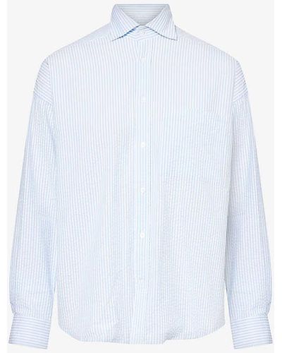 With Nothing Underneath Weekend Striped Organic-cotton Shirt - White