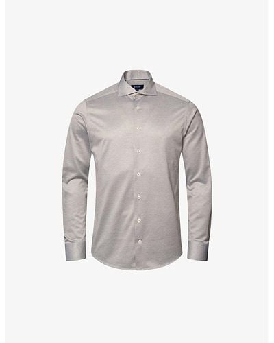 Eton Casual Knit King Straight-point-collar Regular-fit Cotton Shirt - Gray