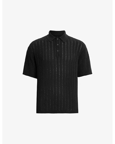 AllSaints Millar Ribbed Stretch-knit Polo Shirt X - Black