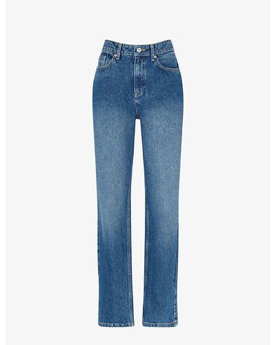 Whistles Faded Straight-leg High-rise Jeans - Blue