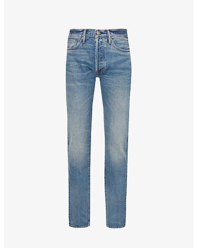 Tom Ford Faded-wash Straight-leg Regular-fit Selvedge Denim Jeans - Blue