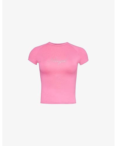 MISBHV Angel Rhinestone-embellished Recycled Polyester-blend Top - Pink