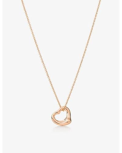 Tiffany & Co. Elsa Peretti® Open Heart Rose-gold Pendant - White