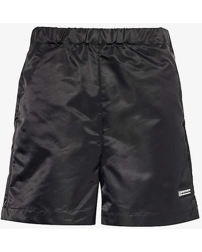 Sporty & Rich Good Health Branded-print Shell Shorts - Black