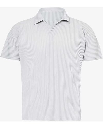 Homme Plissé Issey Miyake Pleated Regular-fit Knitted Polo Shirt - White