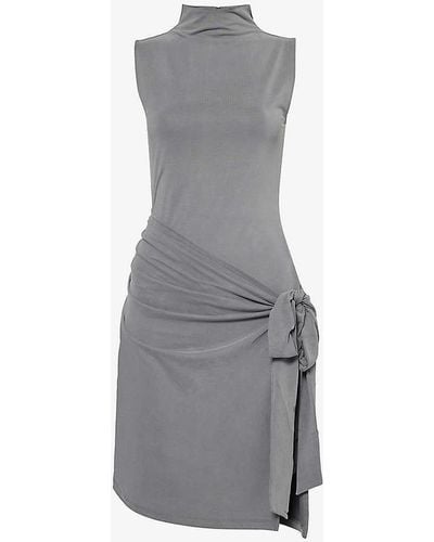 GOOD AMERICAN Sandwashed Slim-fit Wrap Stretch-woven Mini Dress - Grey